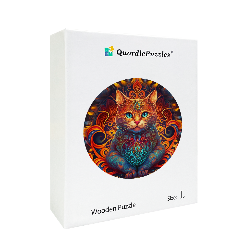 Quebra-cabeça de madeira mandala cat - senhor do fogo