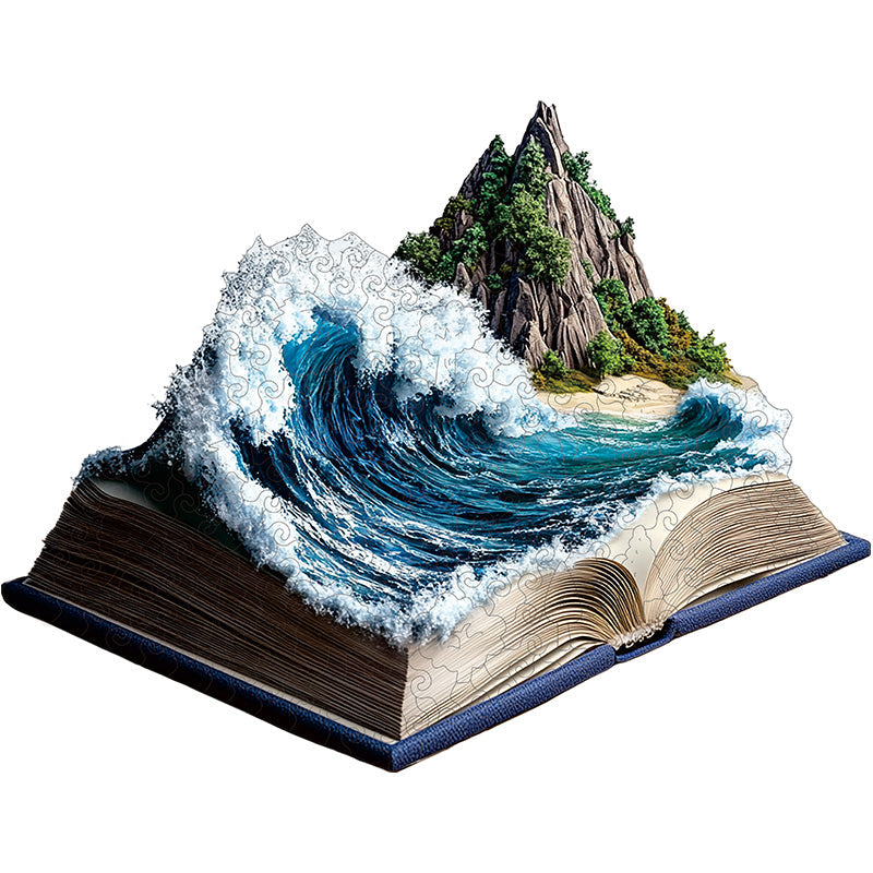 Quebra-cabeça de madeira 3D da onda do oceano