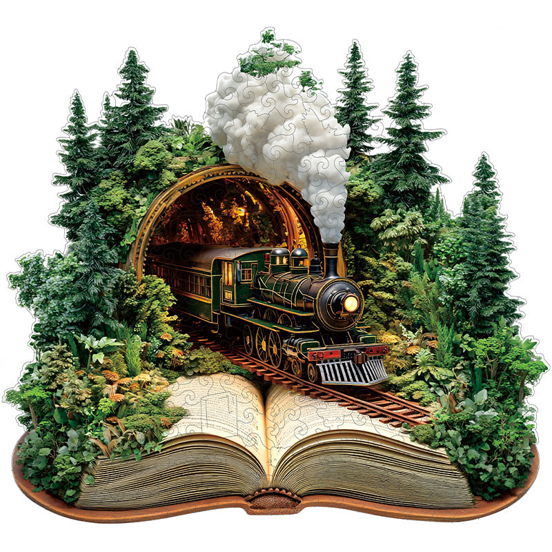 3D Trem através da Floresta Quebra-Cabeça de Madeira