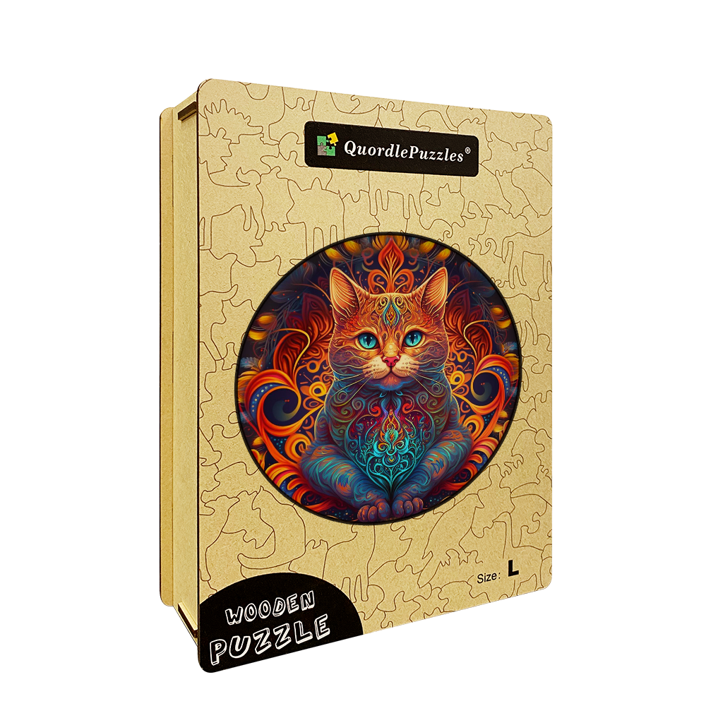 Quebra-cabeça de madeira mandala cat - senhor do fogo