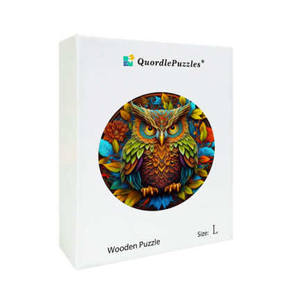 Quebra-cabeça de madeira coruja mandala