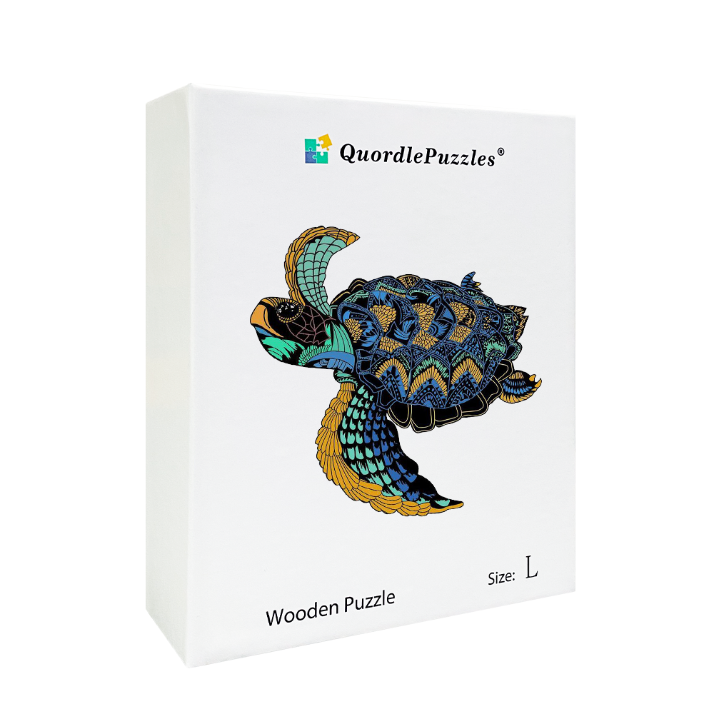 Quebra-cabeça de madeira tartaruga viajante