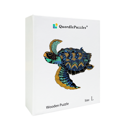 Quebra-cabeça de madeira tartaruga viajante
