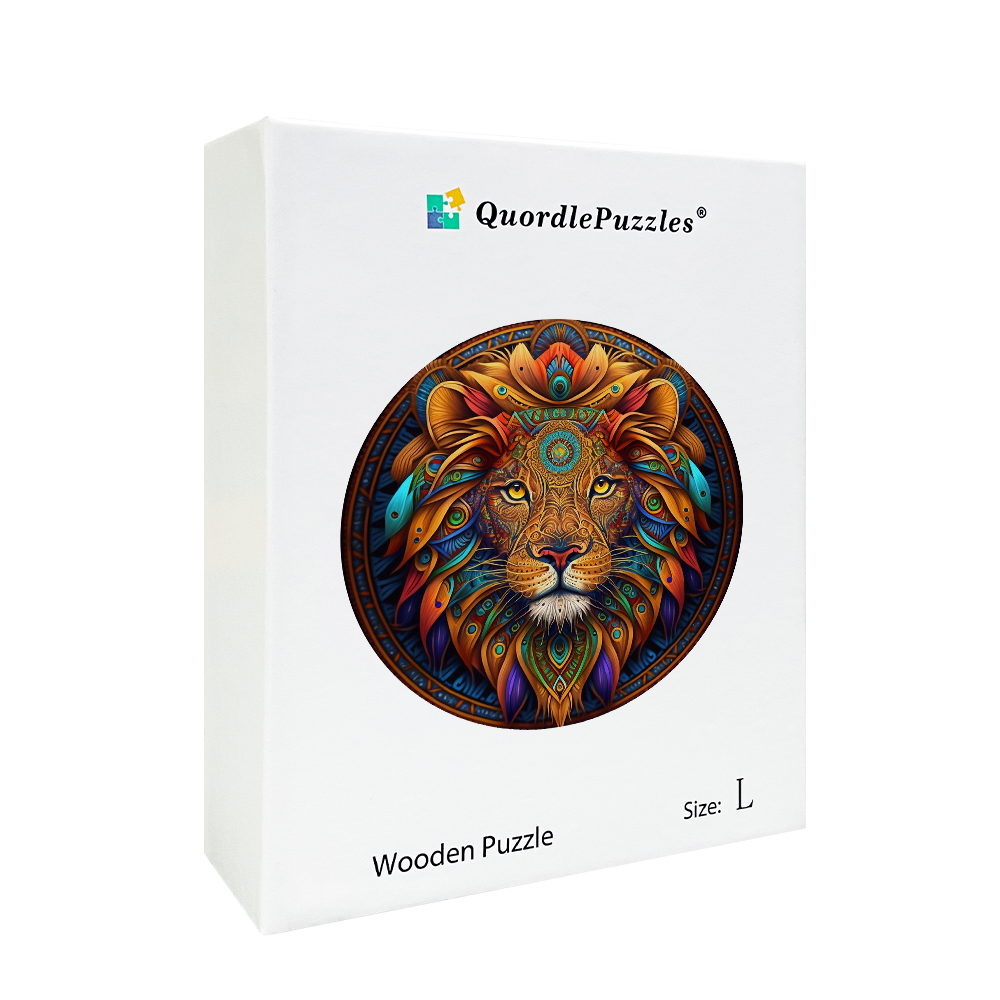 Quebra-cabeça de madeira mandala leo