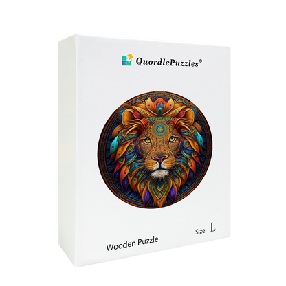 Quebra-cabeça de madeira mandala leo