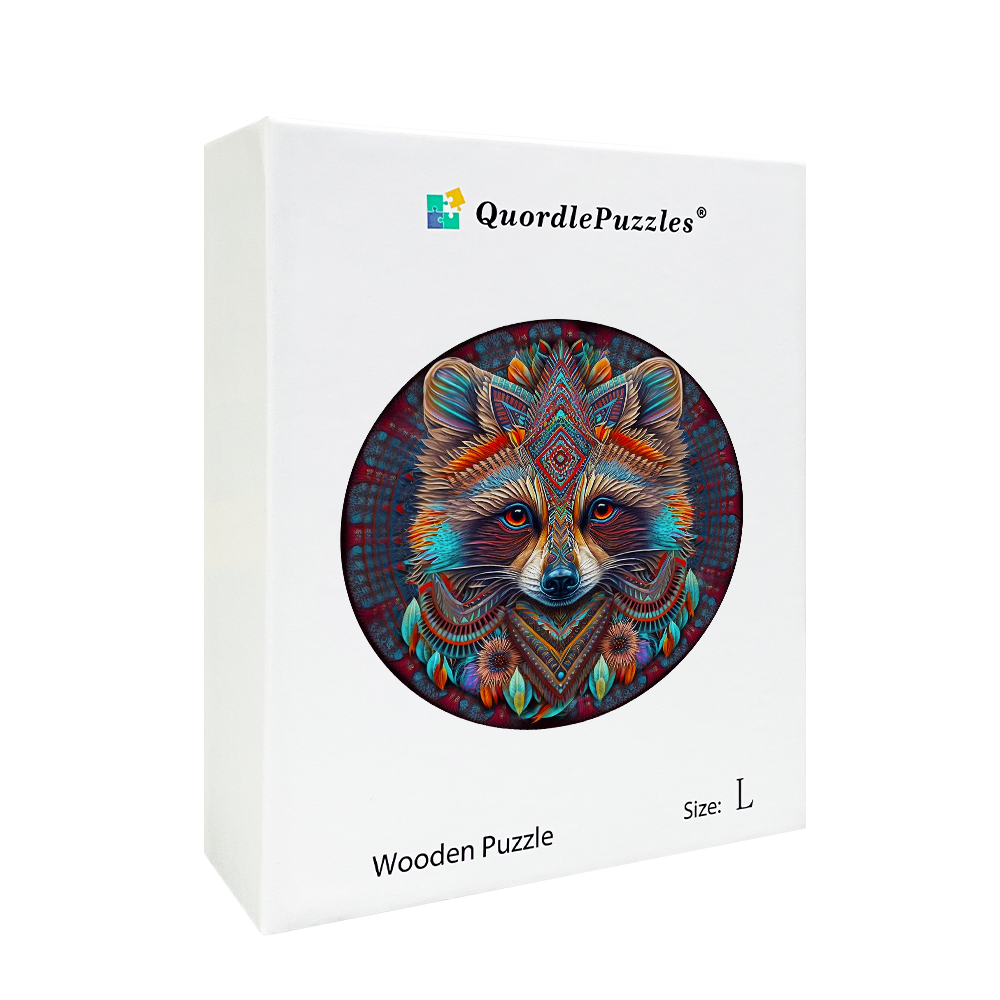 Quebra-cabeça de madeira mandala guaxinim