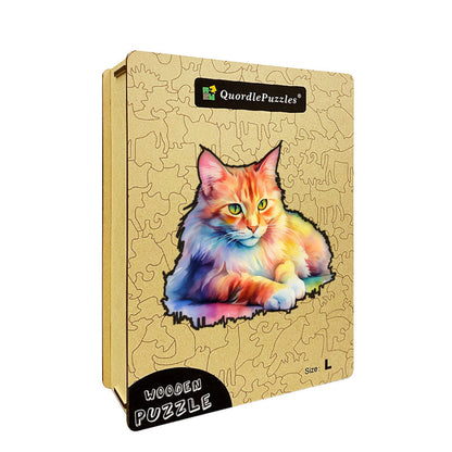 🔥Último dia 92% - gato de madeira aquarela