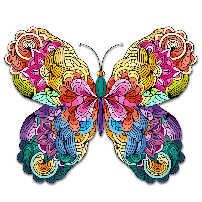 Quebra-cabeça de edição colorida de borboleta