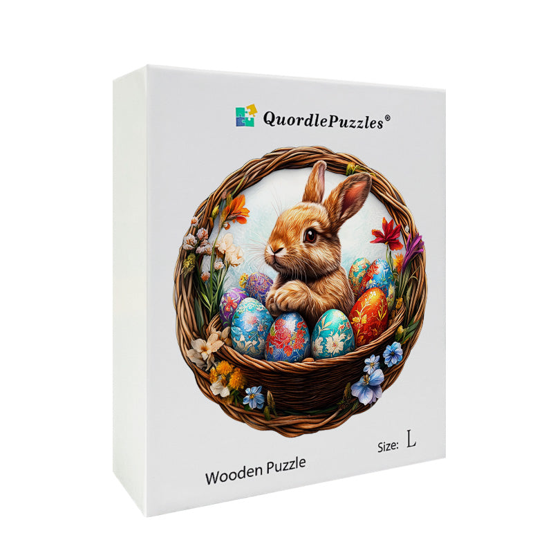 Quebra-cabeça 3d coelho fofo de madeira