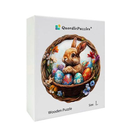 Quebra-cabeça 3d coelho fofo de madeira