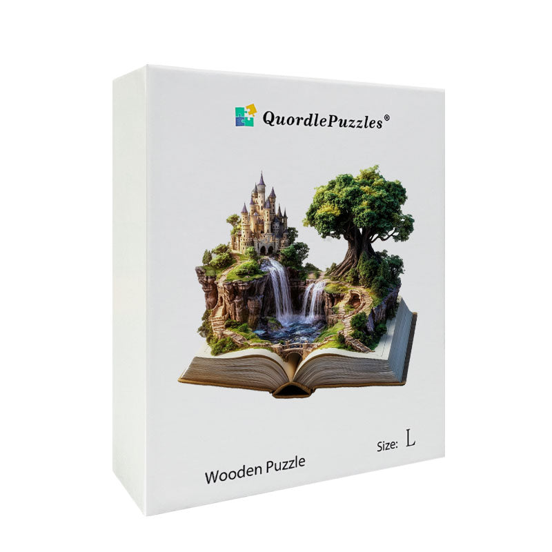 Quebra-cabeça de madeira 3D do castelo no penhasco