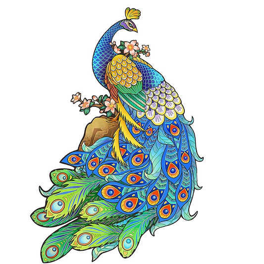 Quebra-cabeça de pavão de penas azuis