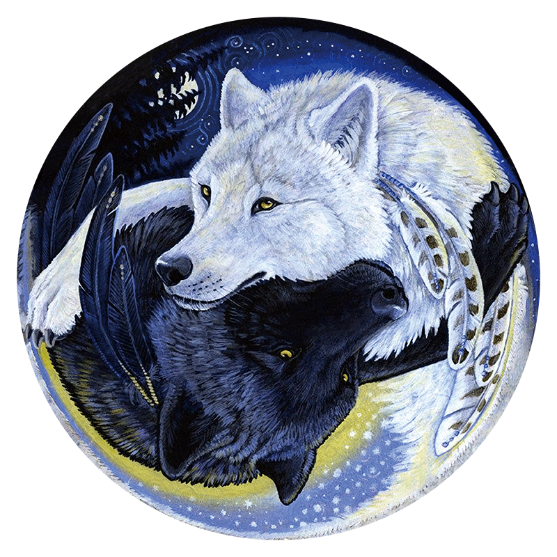 Quebra-cabeça de lobo preto e branco