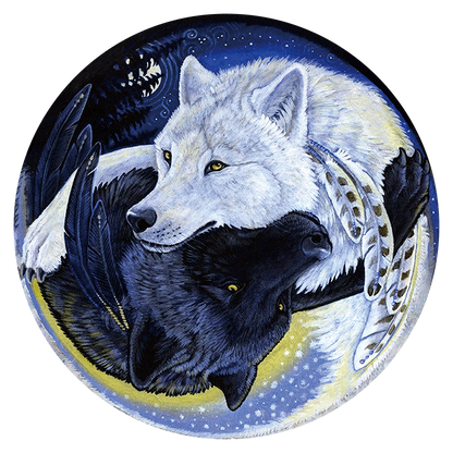 Quebra-cabeça de lobo preto e branco
