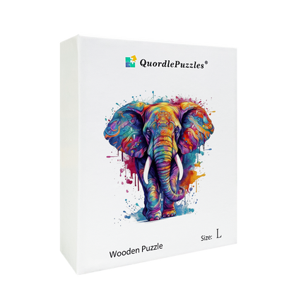 🔥Último dia 84% de desconto-quebra-cabeça de madeira elefante azul arco-íris