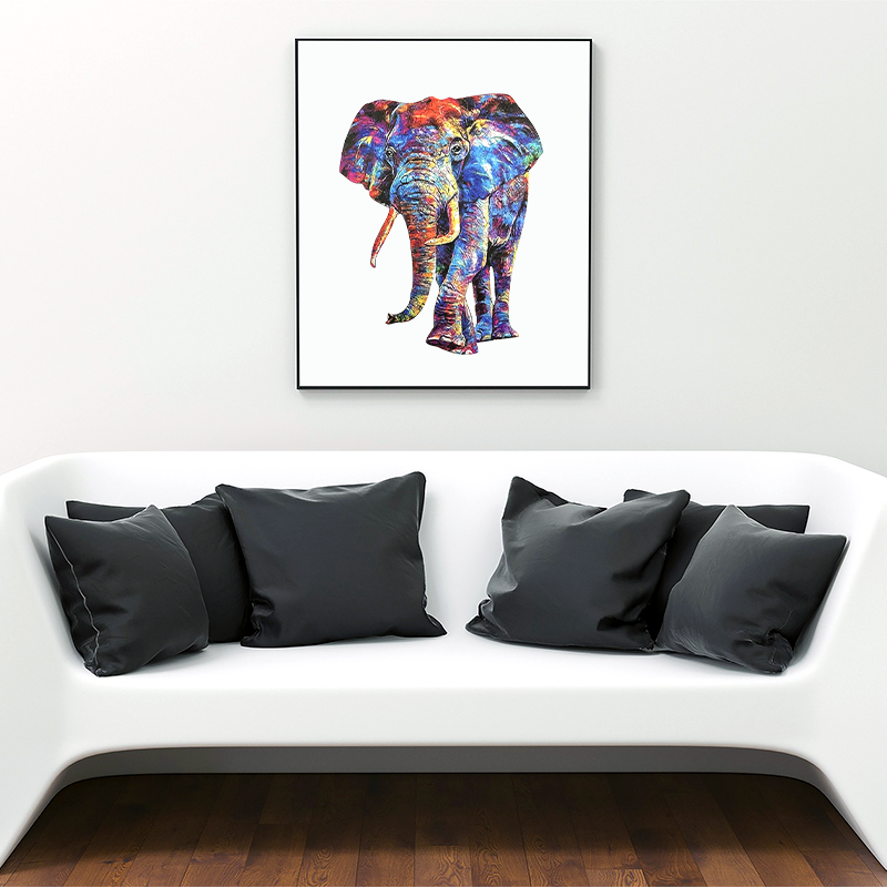 Arte animal abstrata colorida elefante