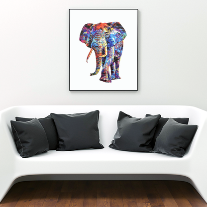 Arte animal abstrata colorida elefante