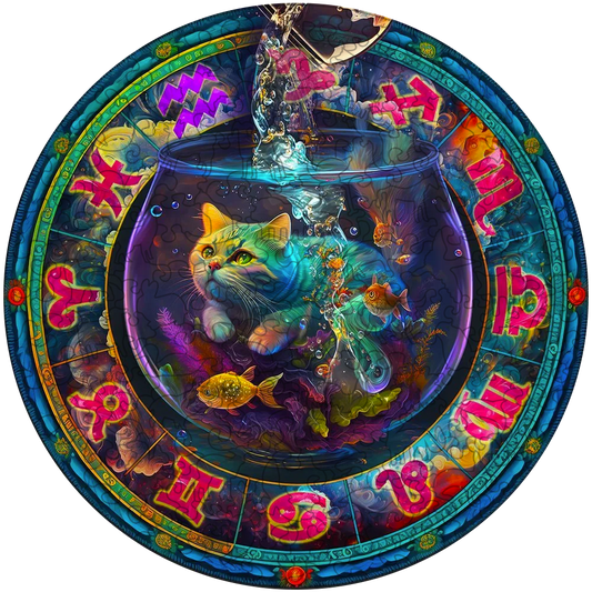 Quebra-cabeça de madeira de gatos coloridos fofos