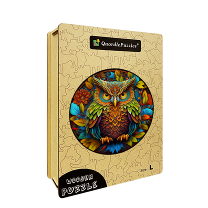 Quebra-cabeça de madeira coruja mandala