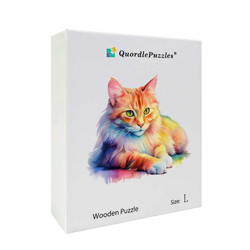 🔥Último dia 92% - gato de madeira aquarela