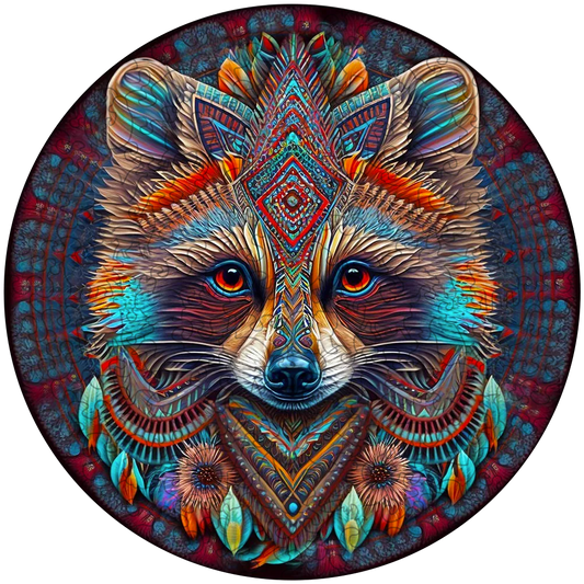 Quebra-cabeça de madeira mandala guaxinim