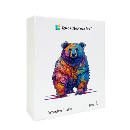 🔥Último dia 83% de desconto - lindo quebra-cabeça de madeira psicodélico de urso furioso