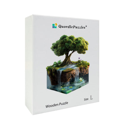 Quebra-cabeça de madeira 3D da ilha da cascata tranquila