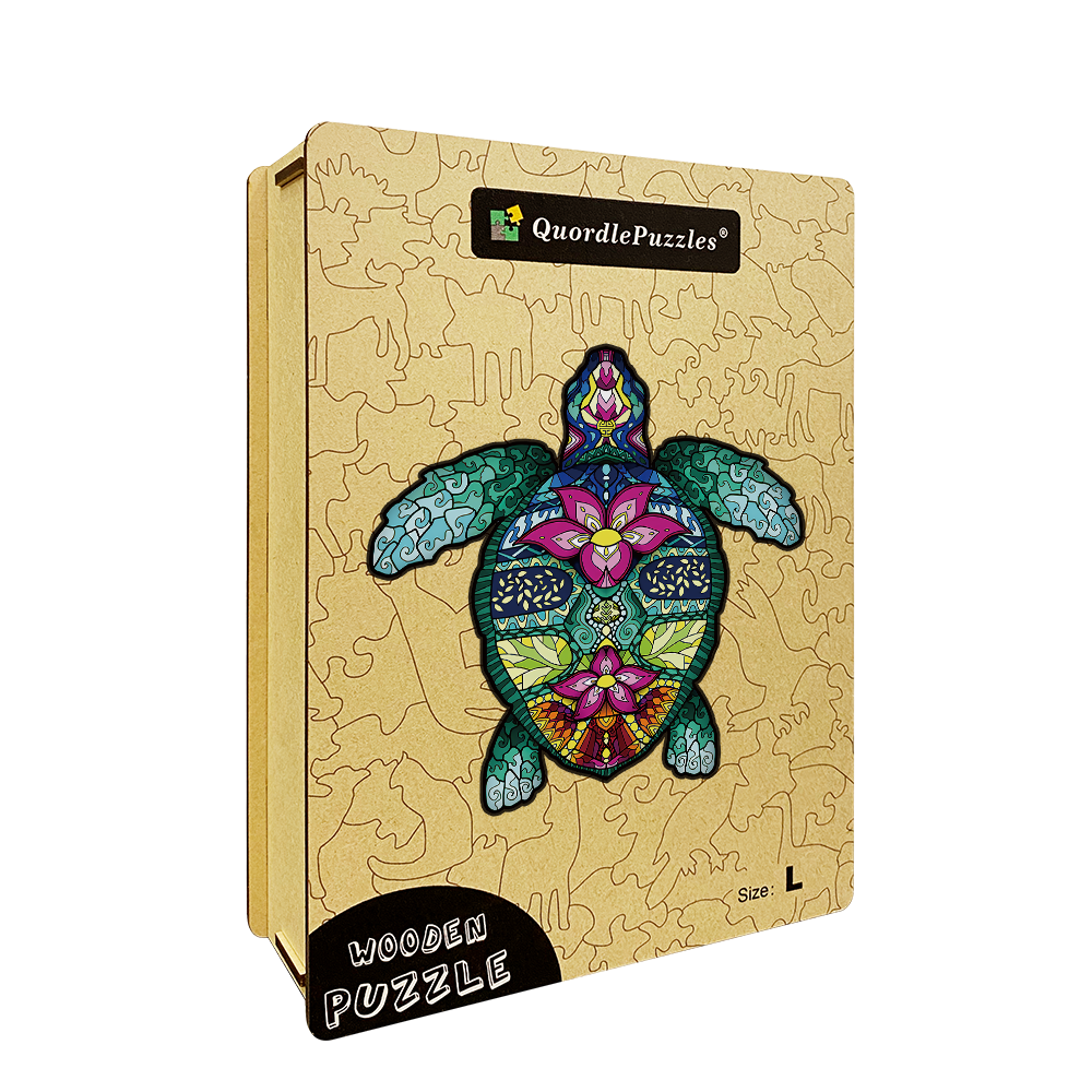 Quebra-cabeça de madeira tartaruga sálvia