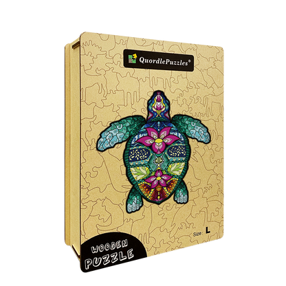Quebra-cabeça de madeira tartaruga sálvia