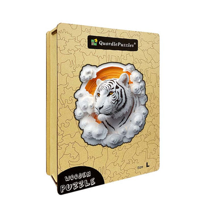Quebra-cabeça 3D de Madeira Tigre Branco