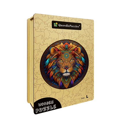Quebra-cabeça de madeira mandala leo