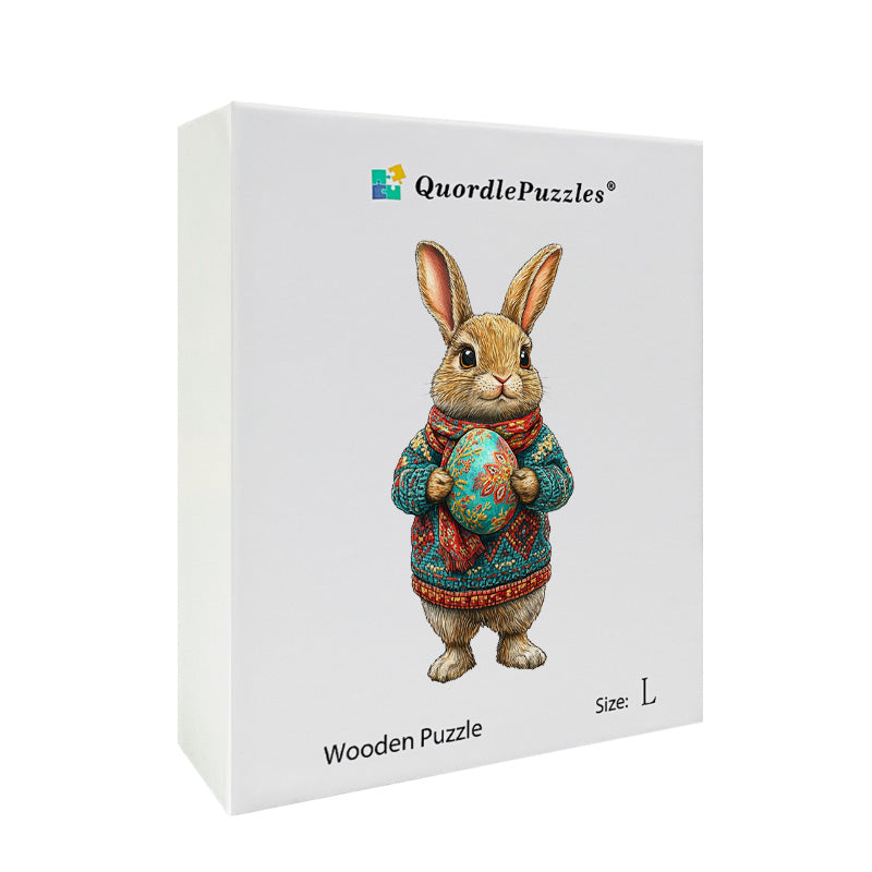 Quebra-cabeça 3d coelho de pé de madeira