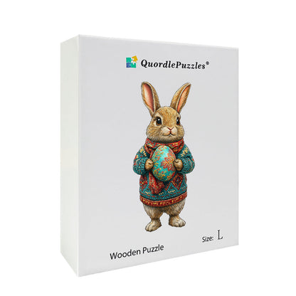 Quebra-cabeça 3d coelho de pé de madeira