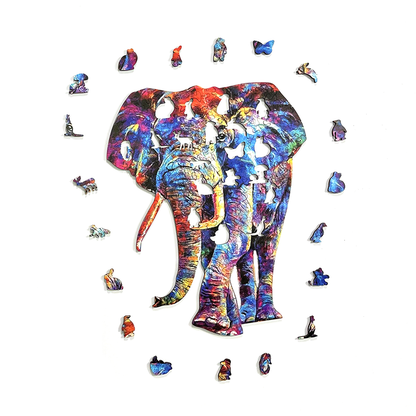 Arte animal abstrata colorida elefante