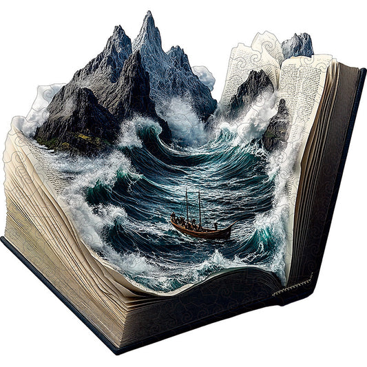 Quebra-cabeça de madeira 3D da tempestade oceânica