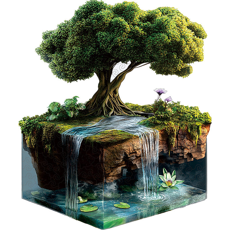 Quebra-cabeça de madeira 3D da ilha da cascata tranquila
