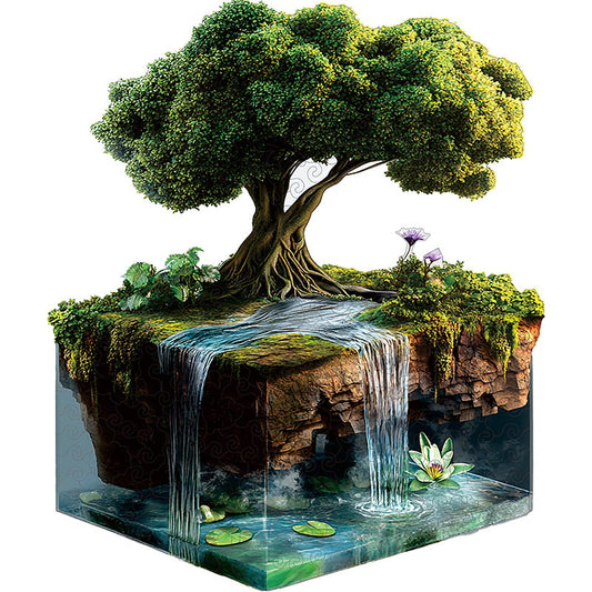 Quebra-cabeça de madeira 3D da ilha da cascata tranquila