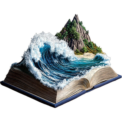Quebra-cabeça de madeira 3D da onda do oceano