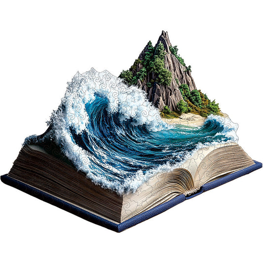 Quebra-cabeça de madeira 3D da onda do oceano