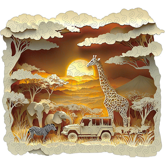 Quebra-cabeça de madeira 3D do safari africano