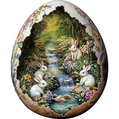Coelhos em um ovo floral