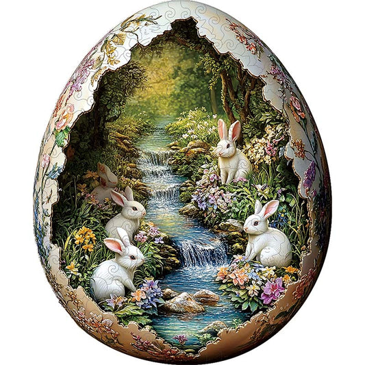Coelhos em um ovo floral