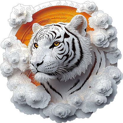 Quebra-cabeça 3D de Madeira Tigre Branco