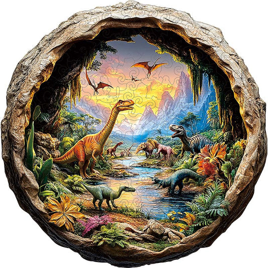 Quebra-cabeça 3D de Madeira Mundo dos Dinossauros