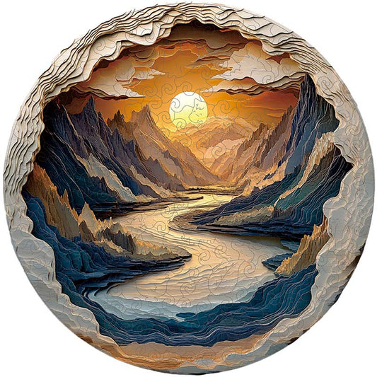 Quebra-cabeça 3D de Madeira Rio de Montanha