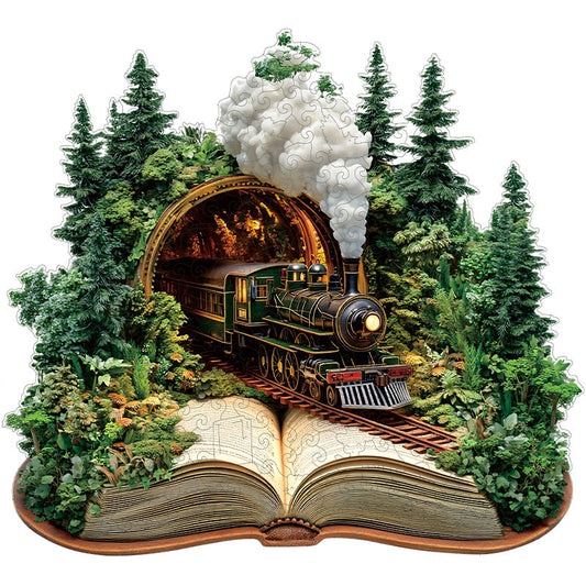 3D Trem através da Floresta Quebra-Cabeça de Madeira