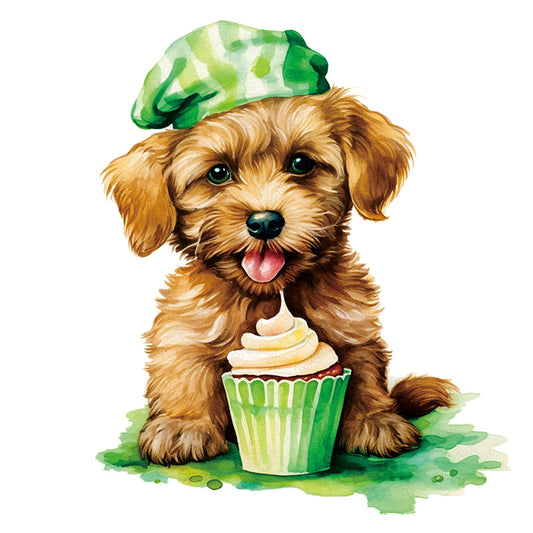🔥Último dia 91% - cachorrinho fofo com cartola verde