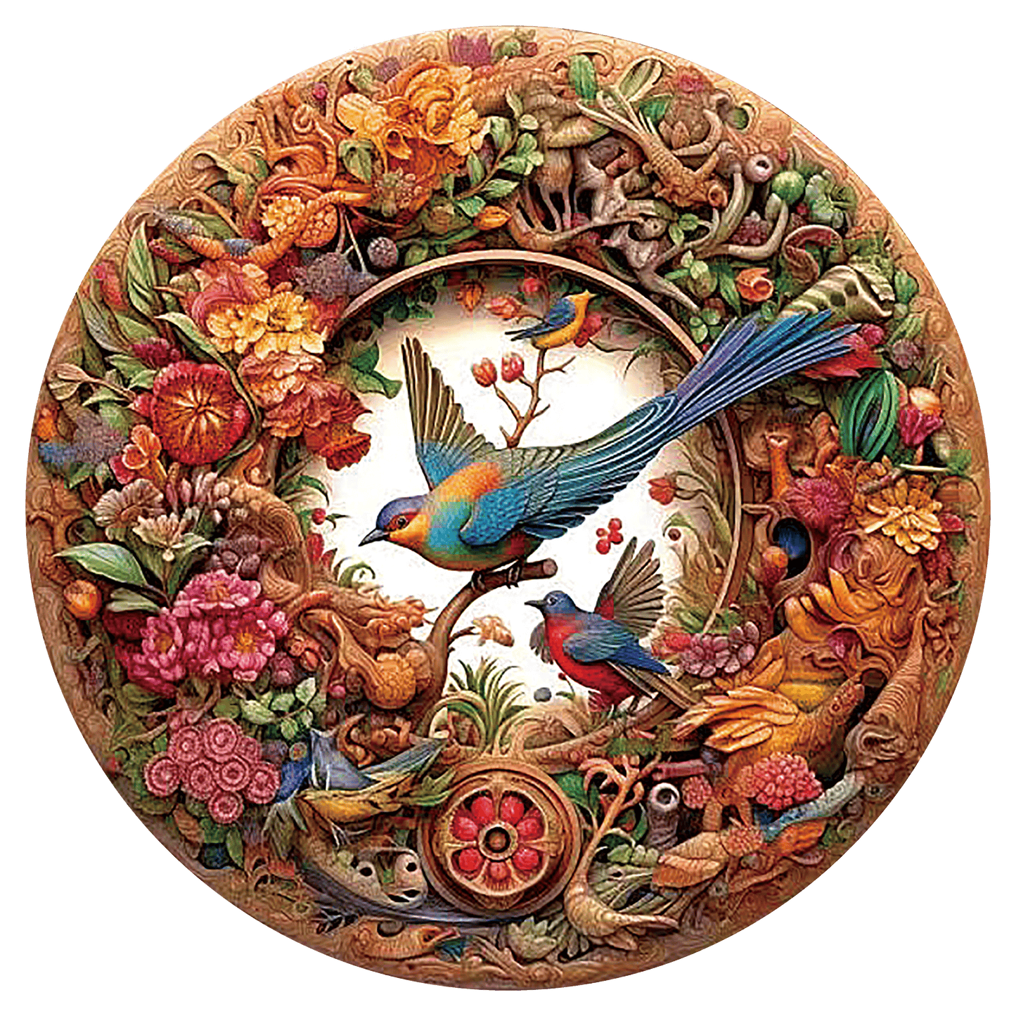 🔥Último dia 83% de desconto - quebra-cabeça de madeira de pássaros e flores