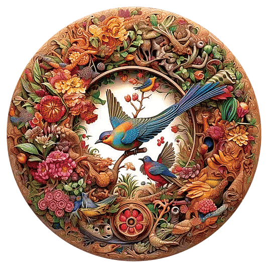 🔥Último dia 83% de desconto - quebra-cabeça de madeira de pássaros e flores
