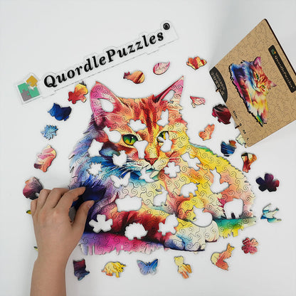 🔥Último dia 92% - gato de madeira aquarela